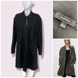 Black Trench Aritzia x Babaton Clarence Linen Coat Slouchy Jacket Large!